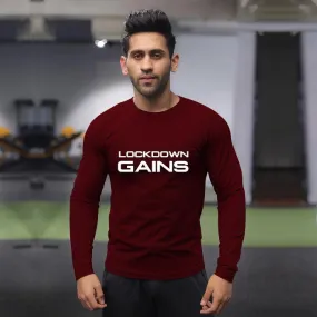 Lockdown Gains Maroon Full Sleeve Tee - Sale