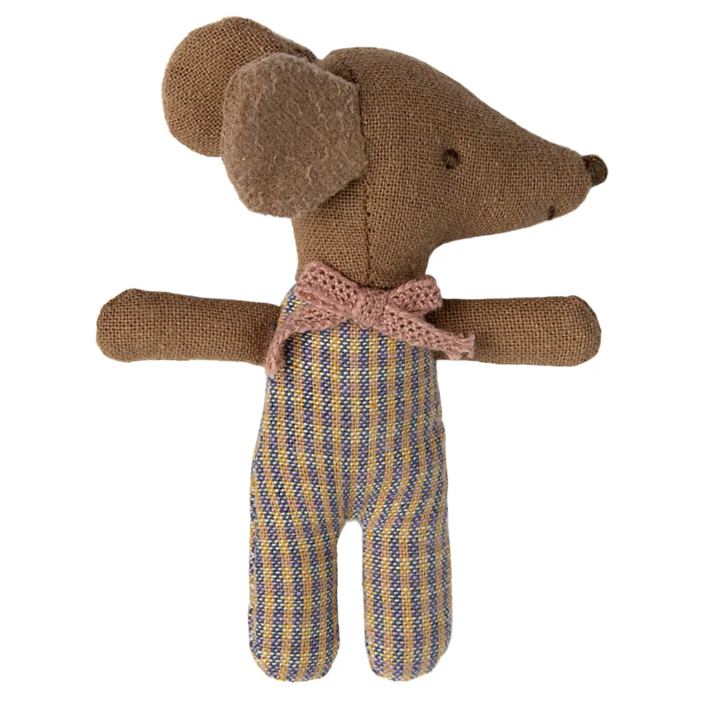 Maileg Toys Sleepy Wakey Baby Mouse In Matchbox Rose Brown