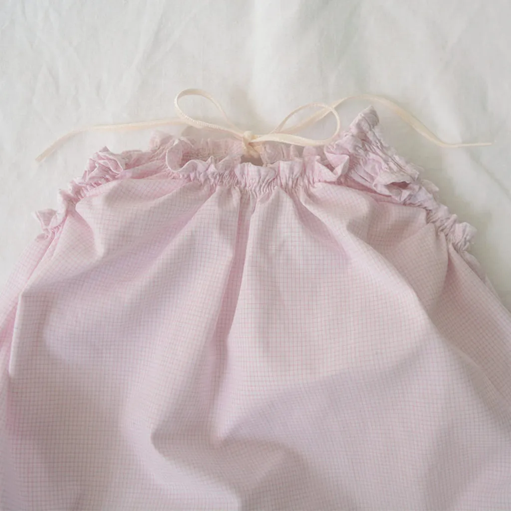 Makié Baby Alba Balloon Romper Pink Gingham Checks