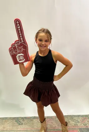 Maroon Leather Swing Shorts