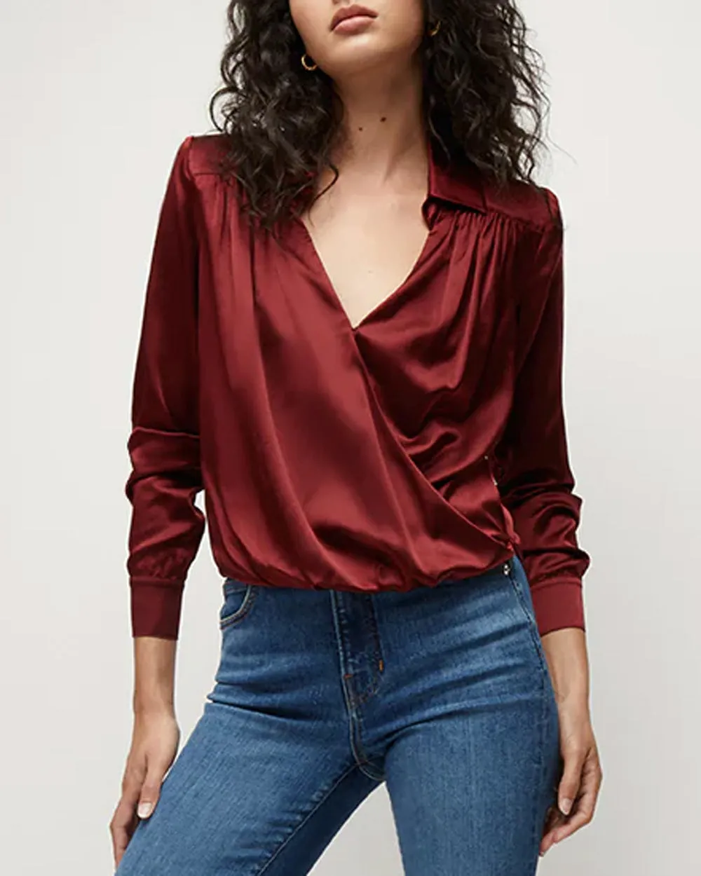 Maroon Rozik Collared Blouse