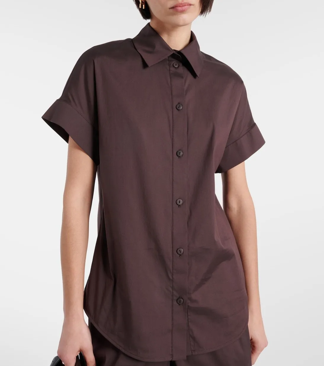 Max Mara LEISURE  |Casual Style Plain Cotton Short Sleeves Office Style