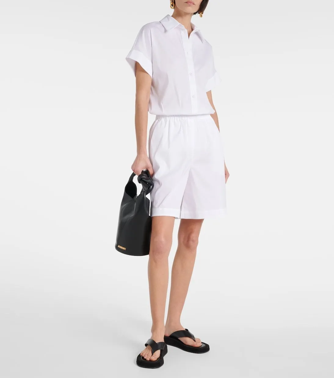 Max Mara LEISURE  |Casual Style Plain Cotton Short Sleeves Office Style