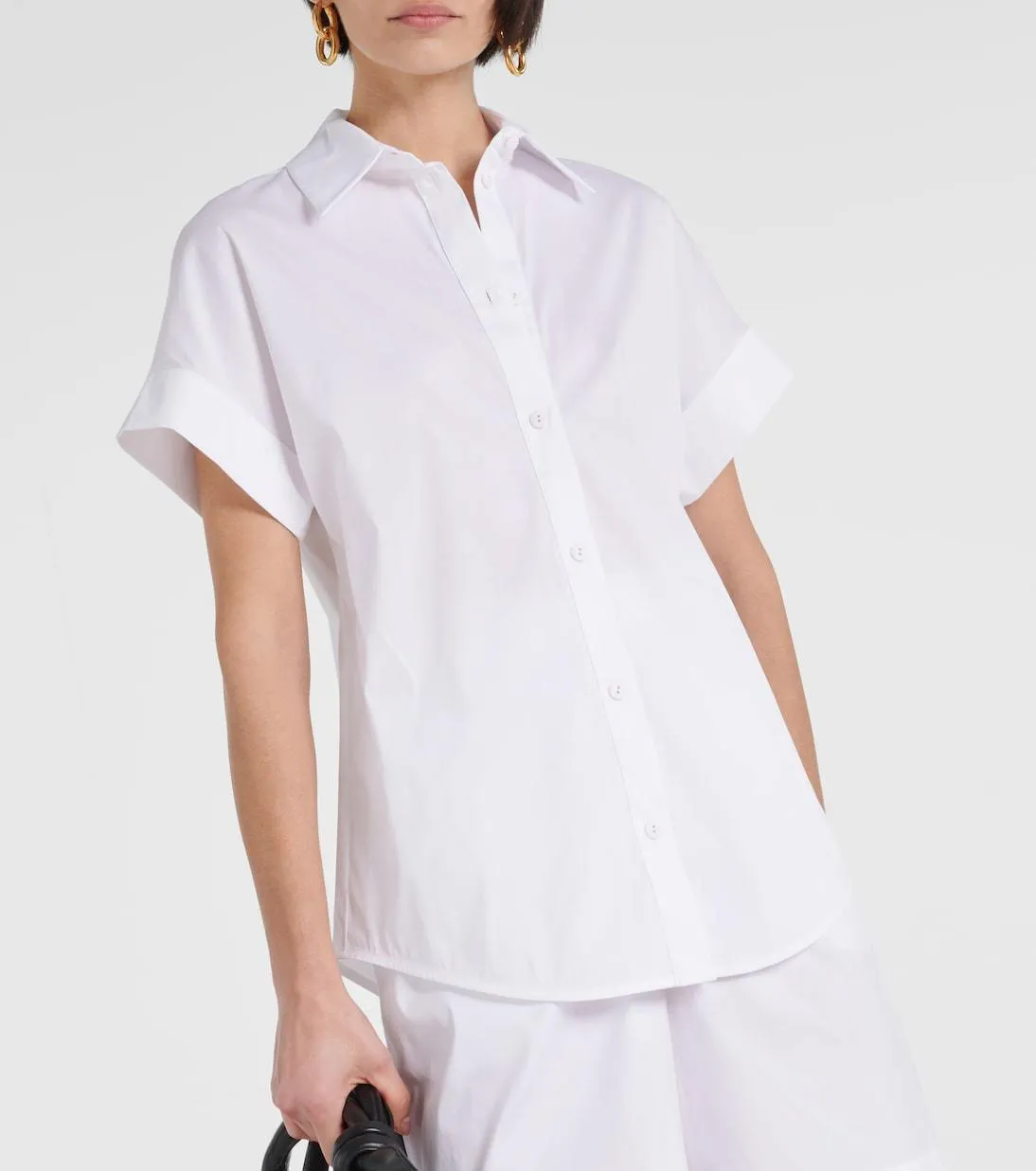 Max Mara LEISURE  |Casual Style Plain Cotton Short Sleeves Office Style