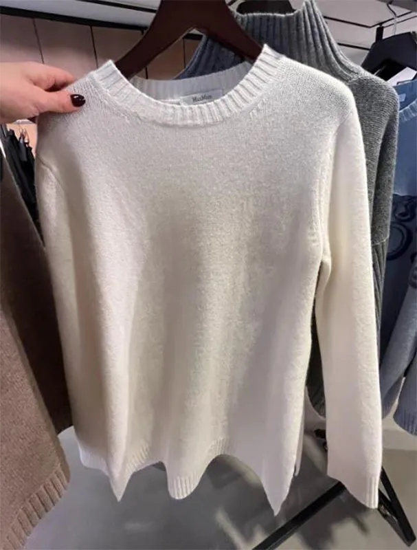 MaxMara  |Casual Style Wool Long Sleeves Plain Office Style