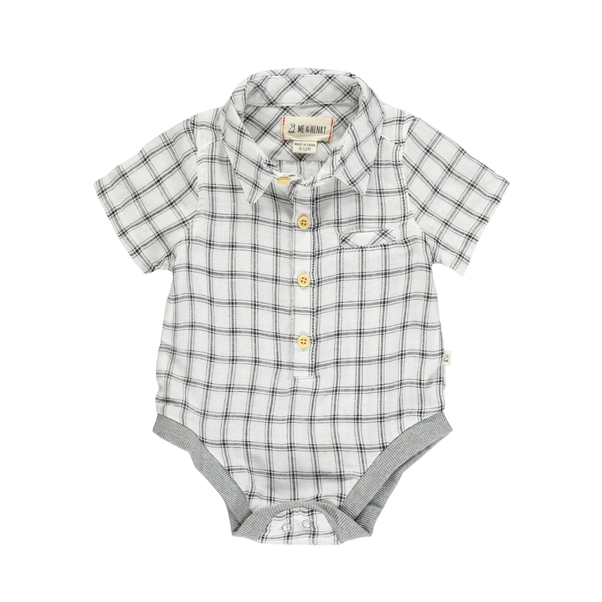 Me & Henry - HELFORD Woven onesie - Black/white plaid