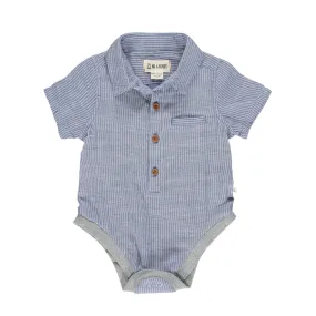 Me & Henry - HELFORD Woven onesie - Navy/white gauze stripe