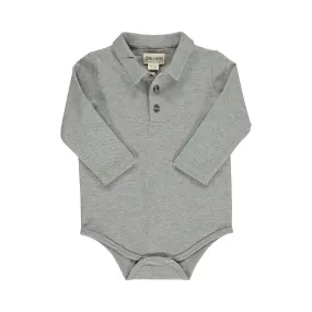 Me & Henry Pique Seymour Polo Onesie- Grey