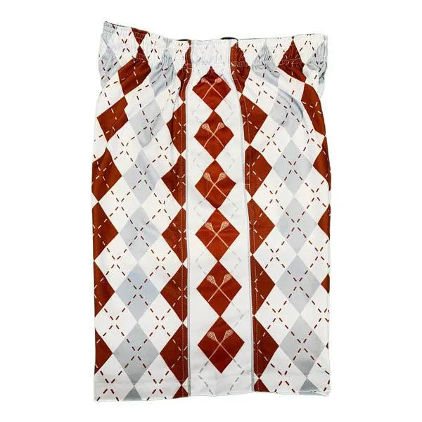 Mens Maroon & Grey Argyle Short