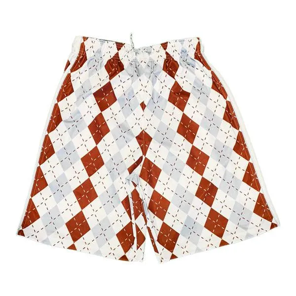 Mens Maroon & Grey Argyle Short