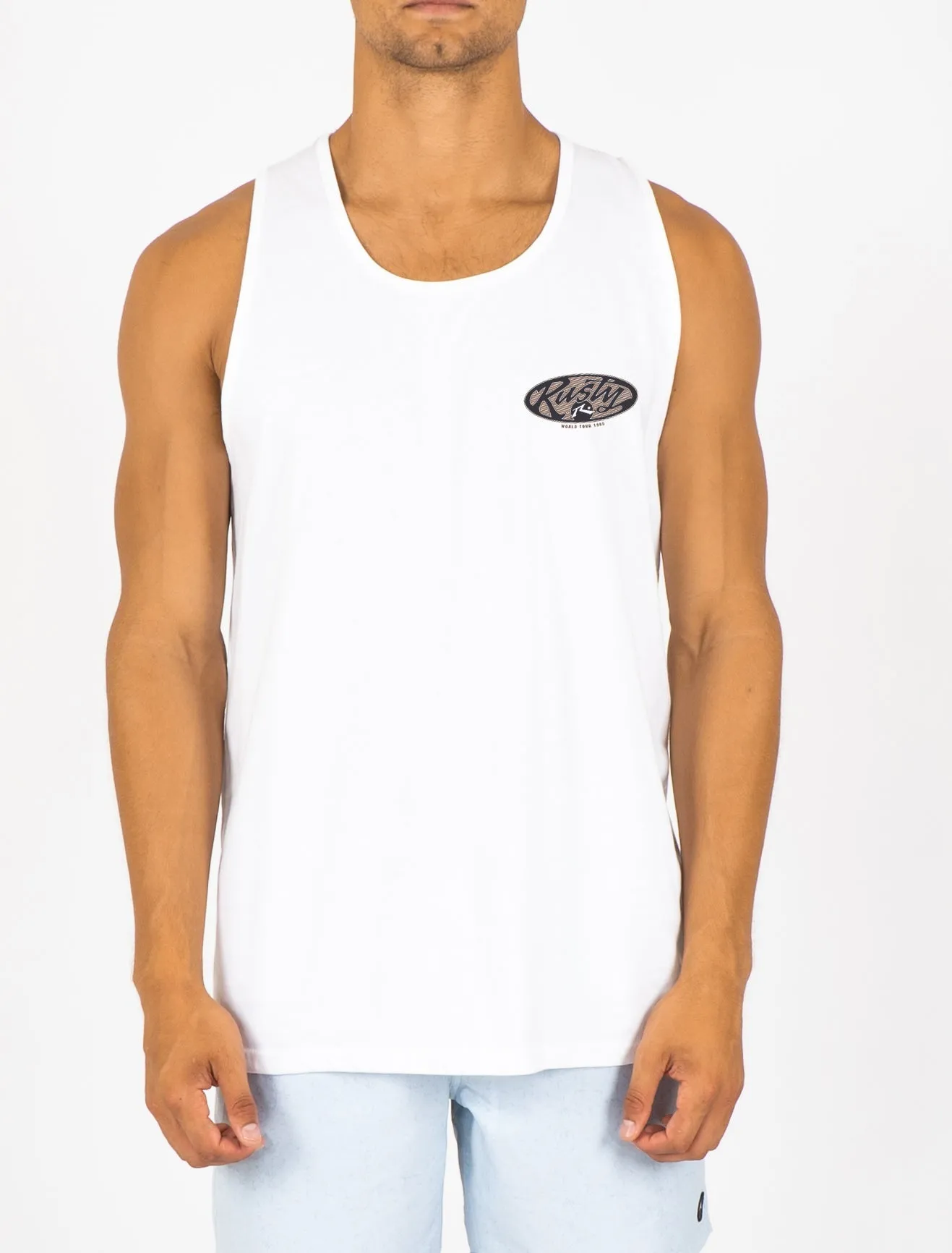 MENS ROUNDER TANK WHITE WHITE