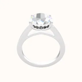 Micropave Cathedral Engagement Ring With Low Set Pave  Hidden Halo Head