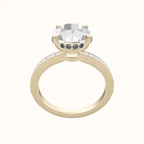 Micropave Engagement Ring With Low Set Pave  Hidden Halo Head