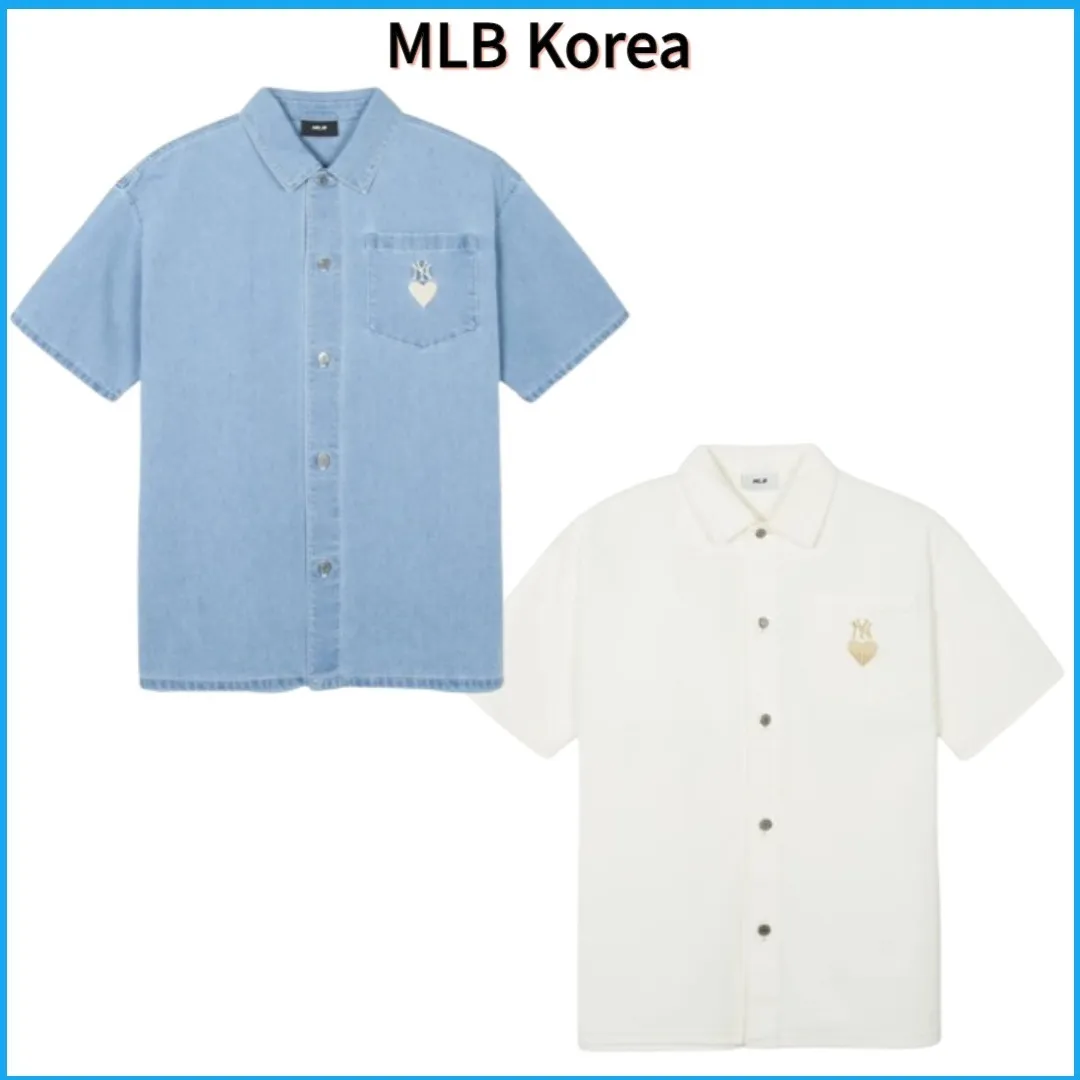 MLB Korea  |Unisex Denim Cotton Logo Shirts