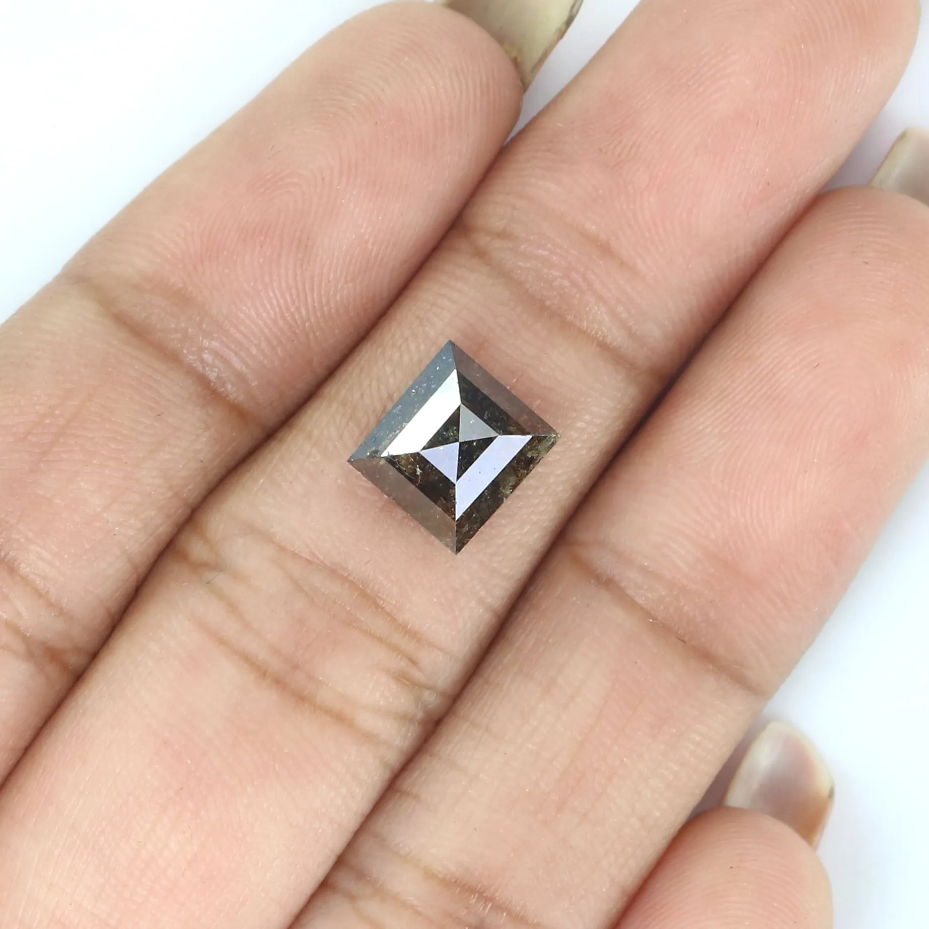 Natural Loose Square Brown Black Color Diamond 2.08 CT 7.60 MM Square Shape Rose Cut Diamond L7152