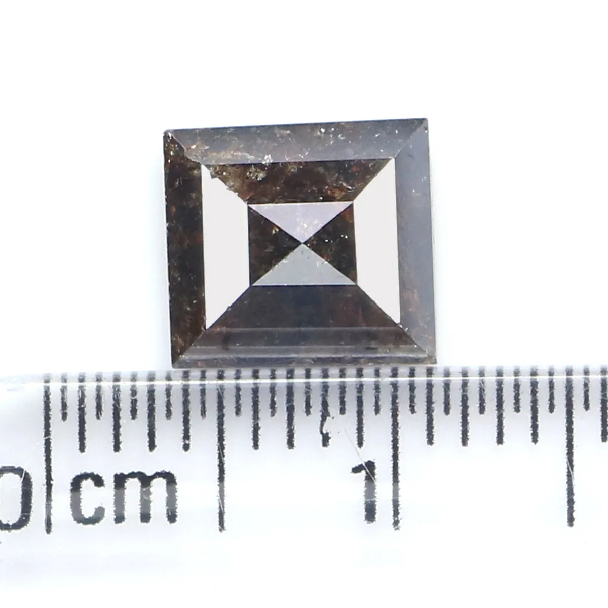 Natural Loose Square Brown Black Color Diamond 2.08 CT 7.60 MM Square Shape Rose Cut Diamond L7152