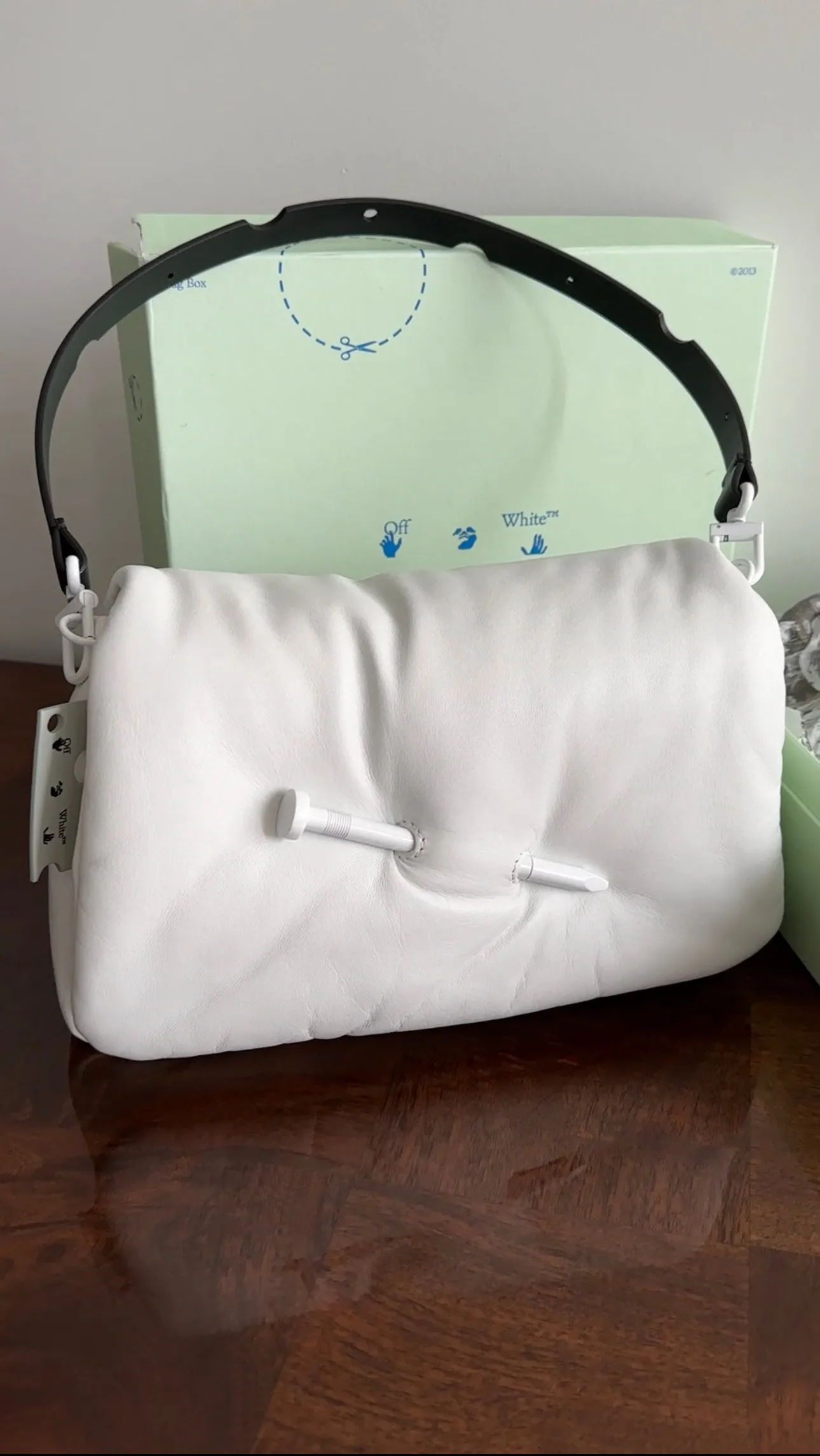 Off White Nailed Slouchy Clutch 30 White Shoulder Bag