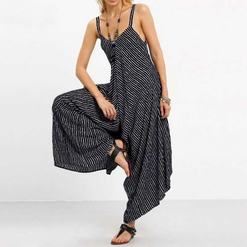 Oversized Sexy Strapless Loose Striped Backless Beach Wear for Women