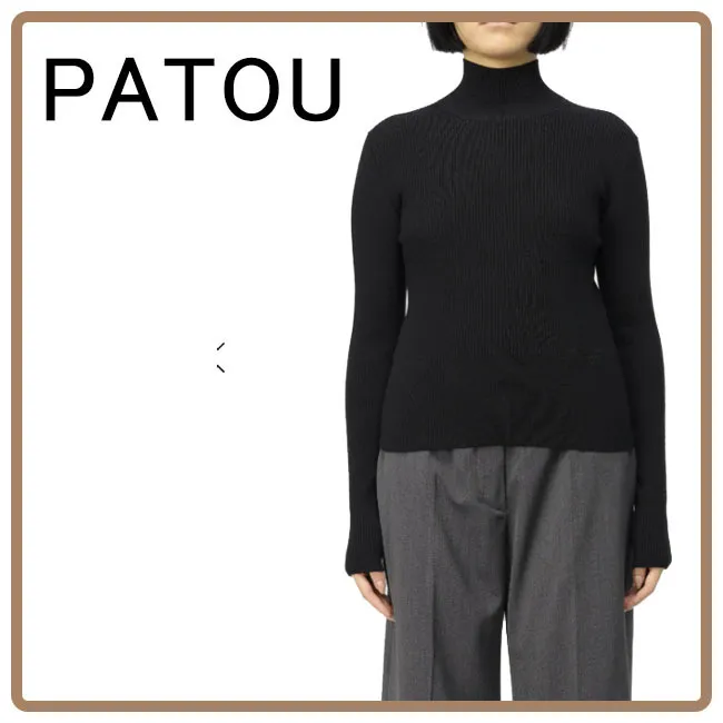 PATOU  |Casual Style Long Sleeves Plain High-Neck Office Style