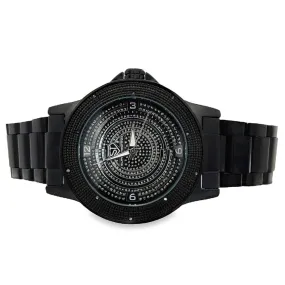 Pave Dial Black Super Techno .10cttw Real Diamond Watch