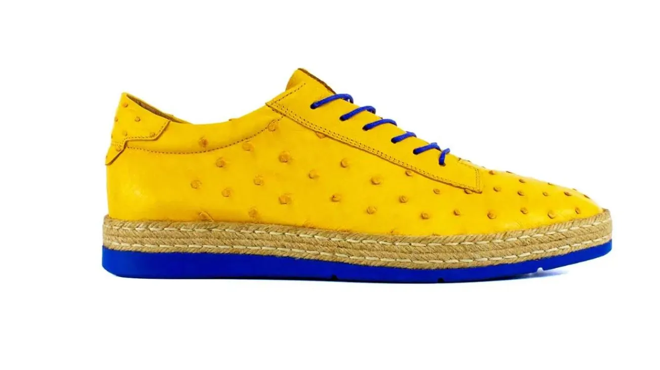 Pelle Monaco Ostrich Lace-Up Shoe Yellow