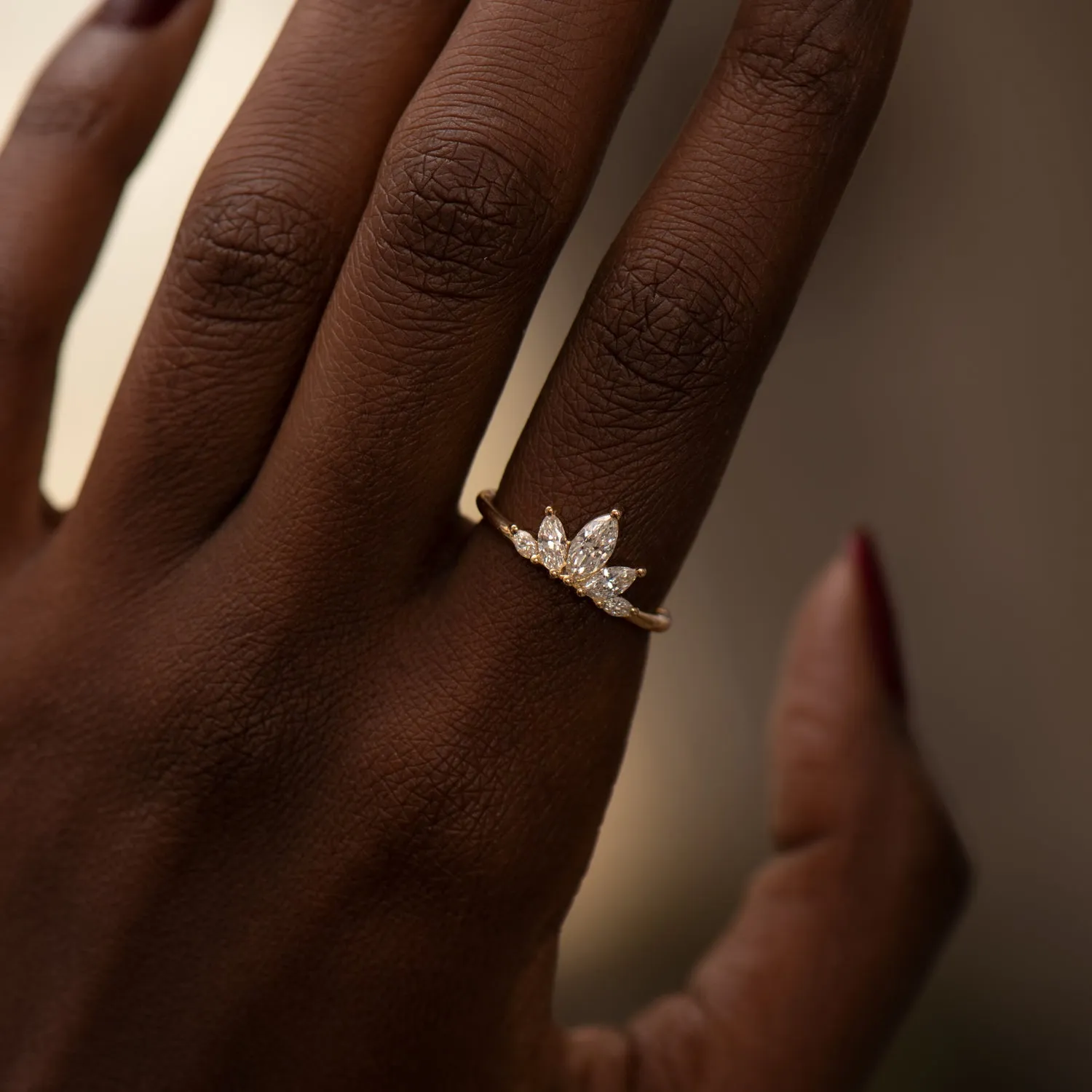 Petal Wedding Band with Marquise Cut Diamonds