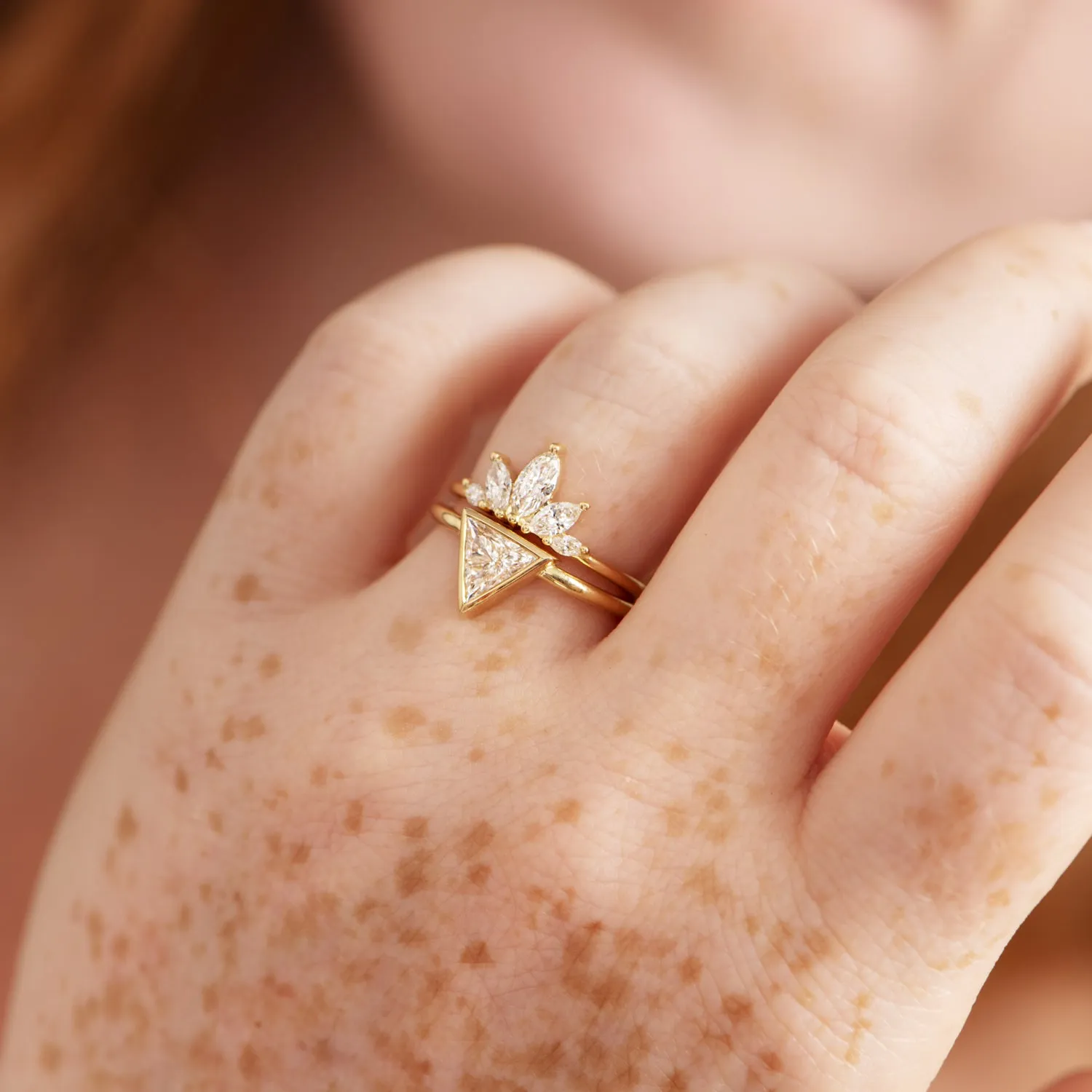 Petal Wedding Band with Marquise Cut Diamonds