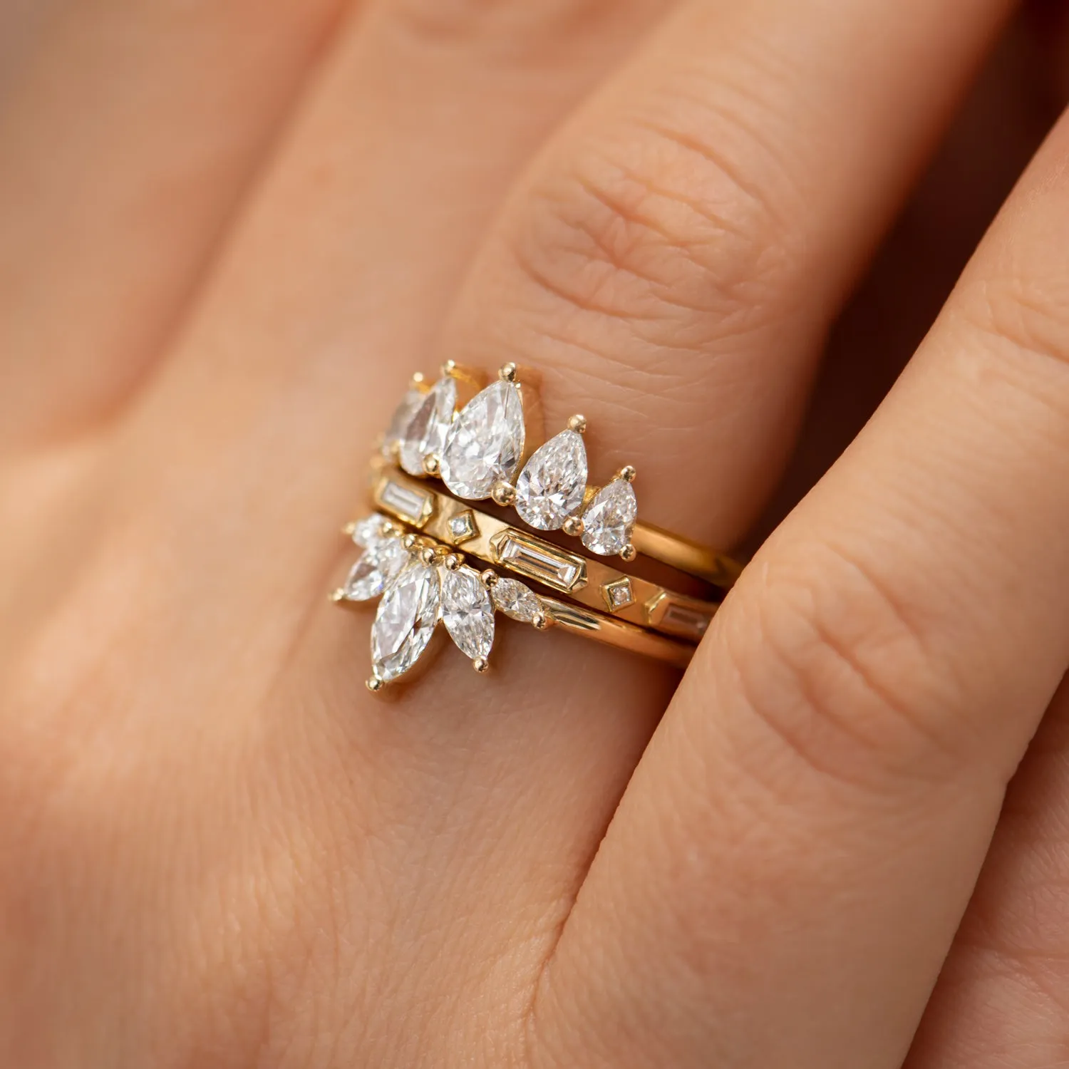 Petal Wedding Band with Marquise Cut Diamonds