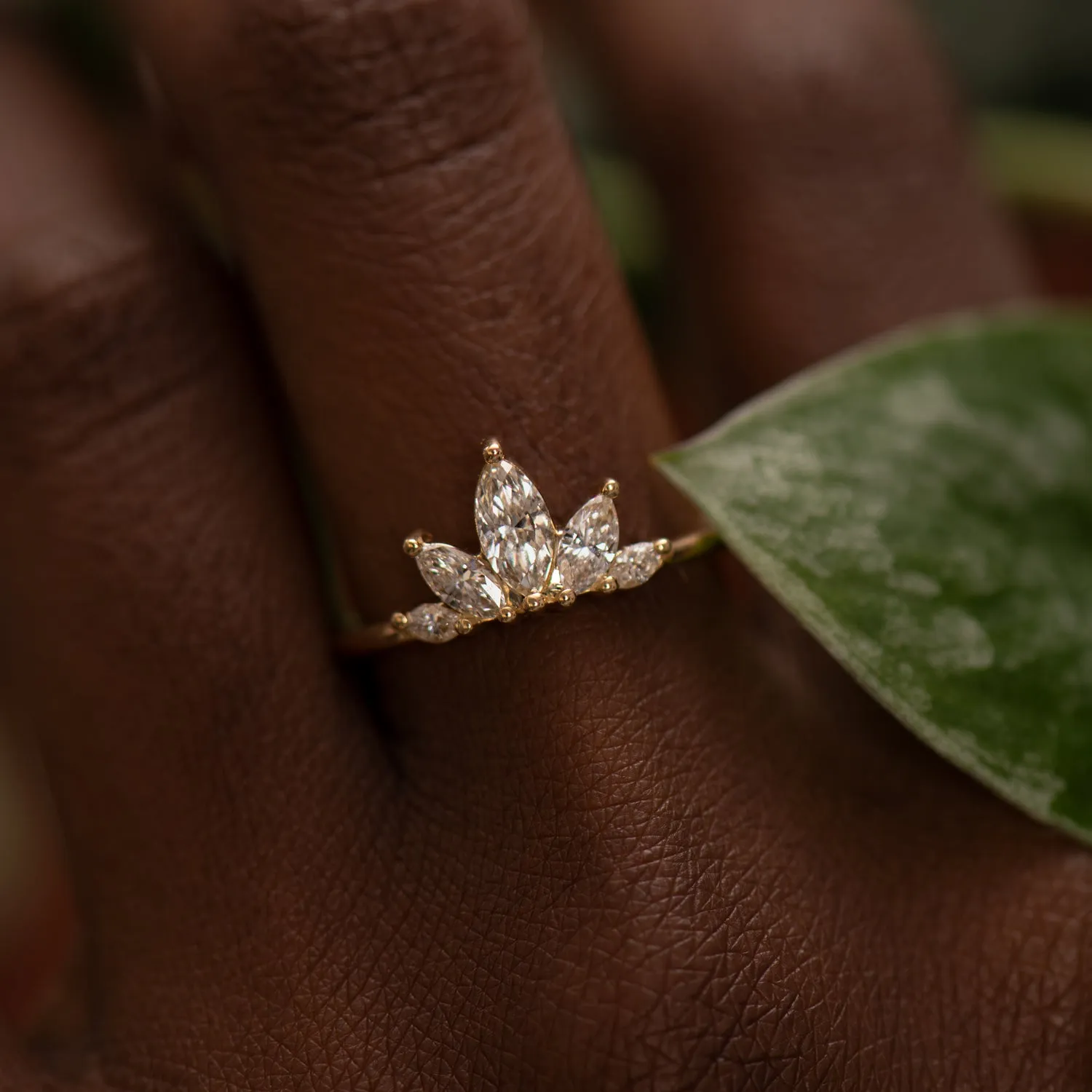 Petal Wedding Band with Marquise Cut Diamonds