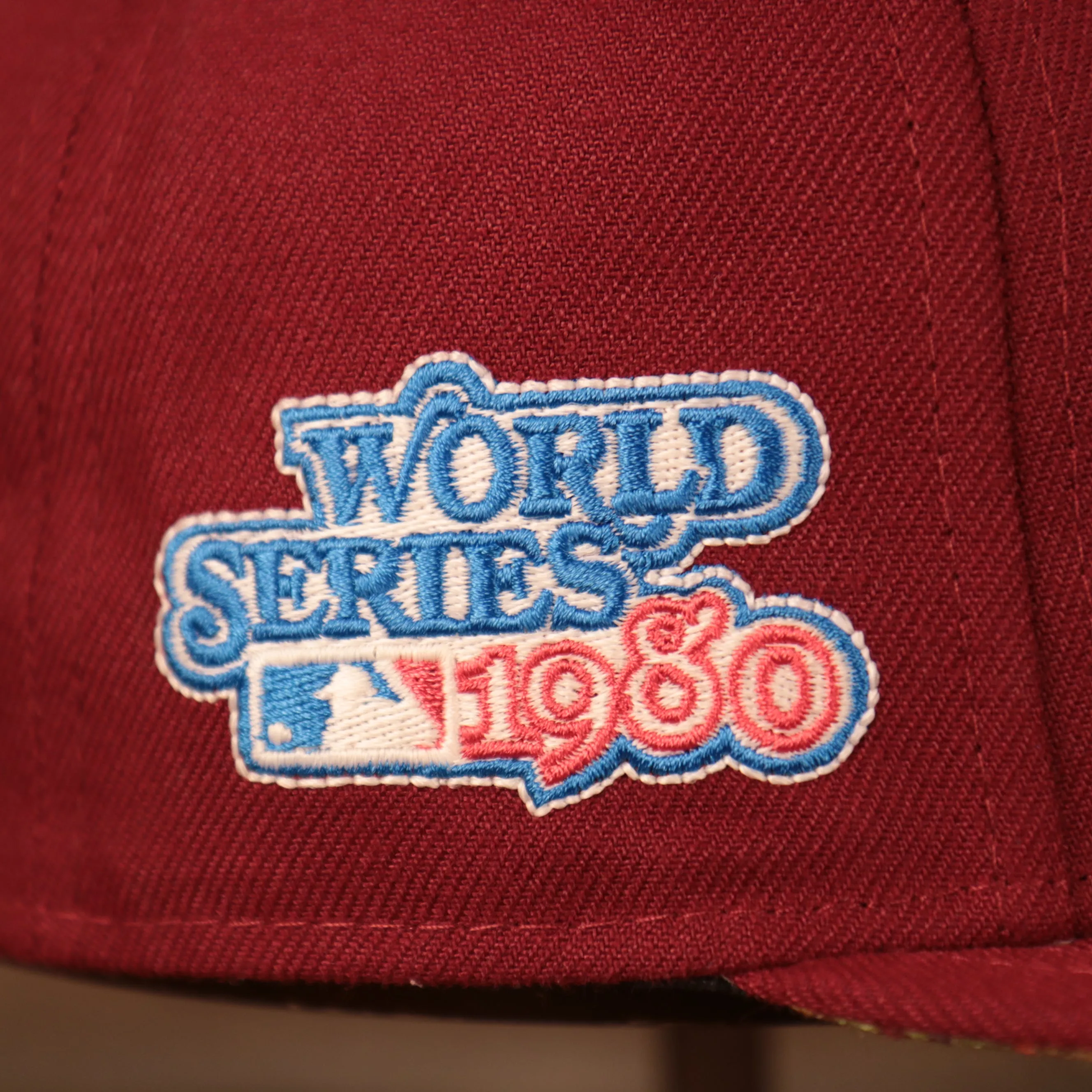 Philadelphia Phillies 1980 World Series Floral Bottom Maroon 59fifty Side Patch Fitted | Phillies Glow In The Dark Fitted Cap