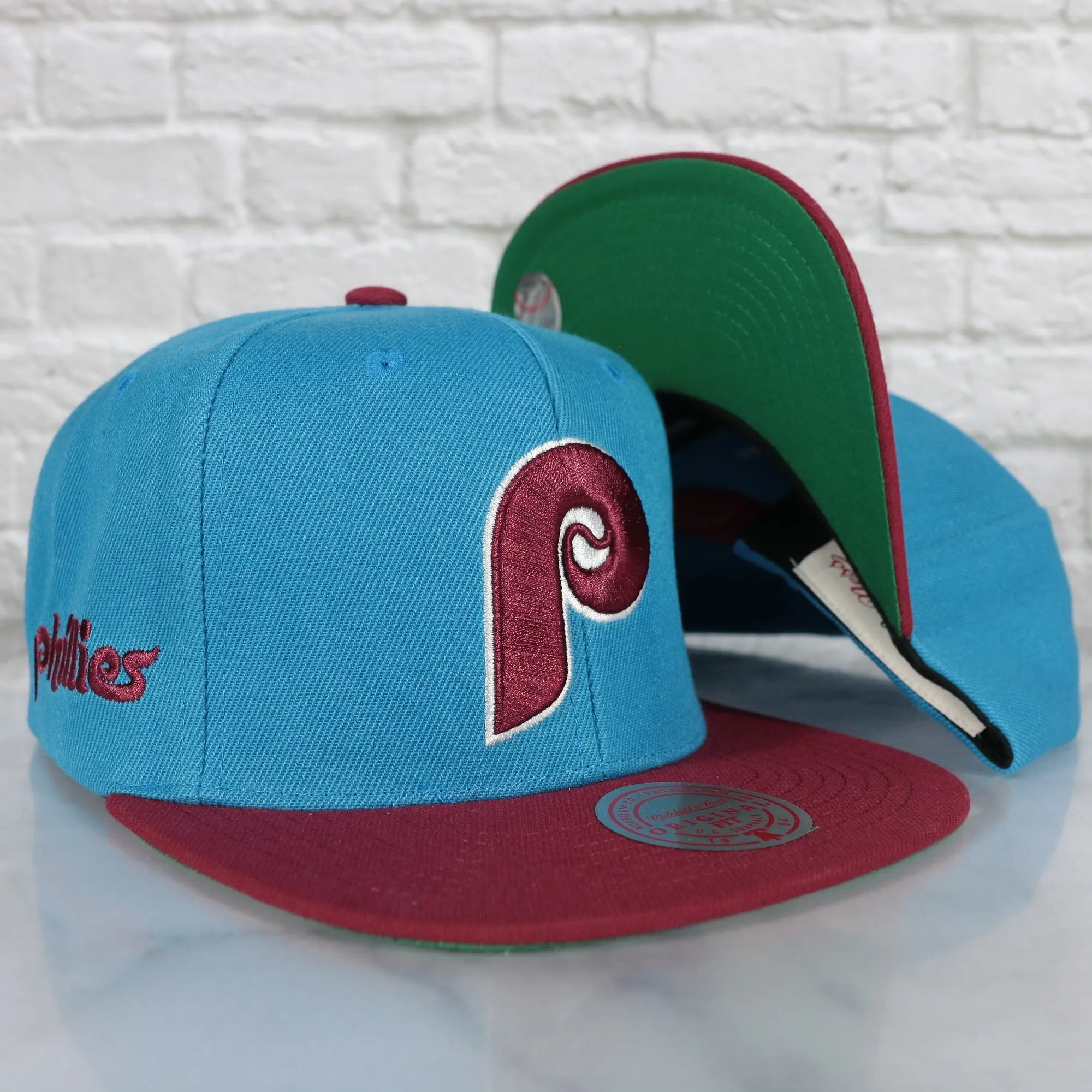 Philadelphia Phillies Cooperstown Phillies script side patch Evergreen Pro Variety Pack | Light Blue/Maroon Snapback Hat