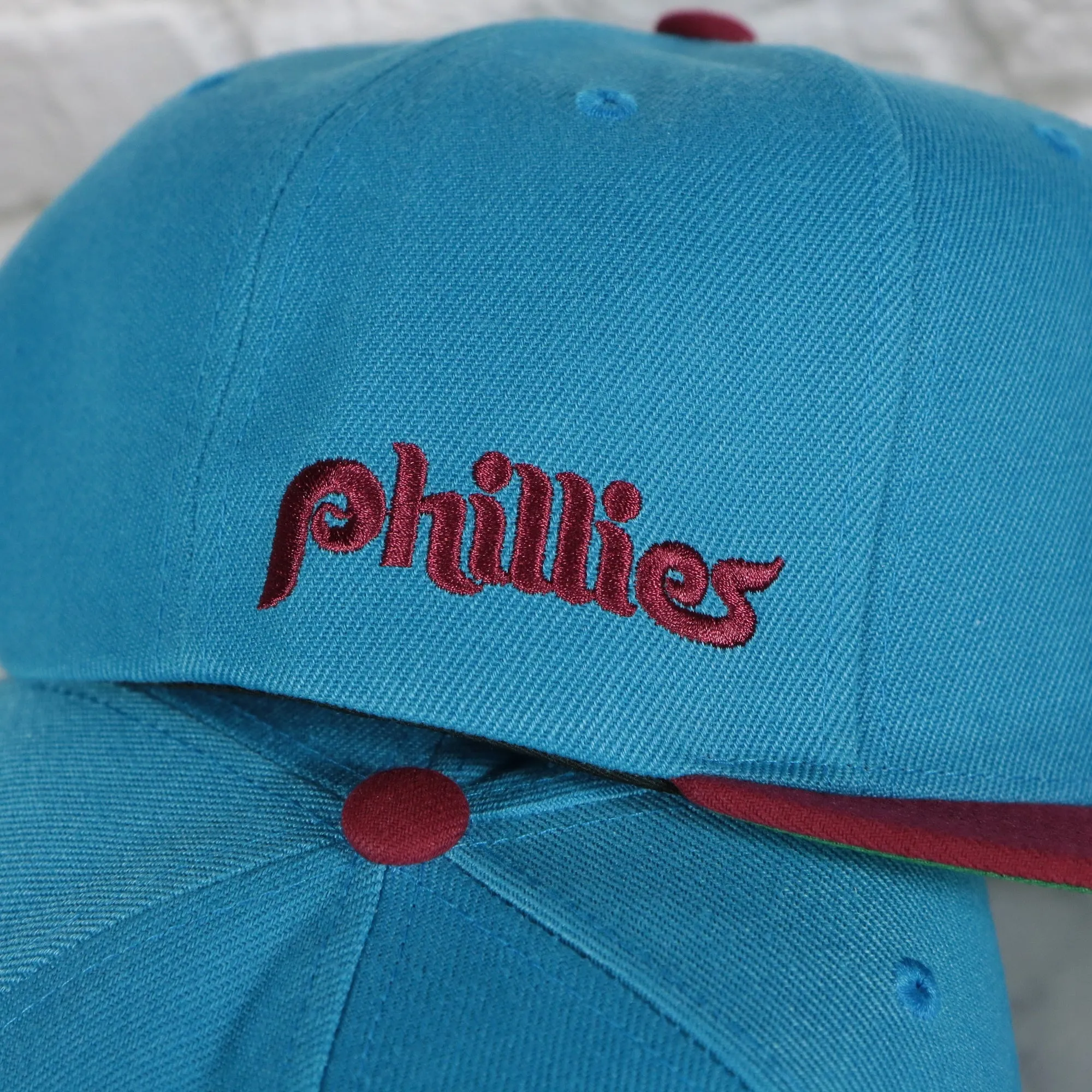 Philadelphia Phillies Cooperstown Phillies script side patch Evergreen Pro Variety Pack | Light Blue/Maroon Snapback Hat