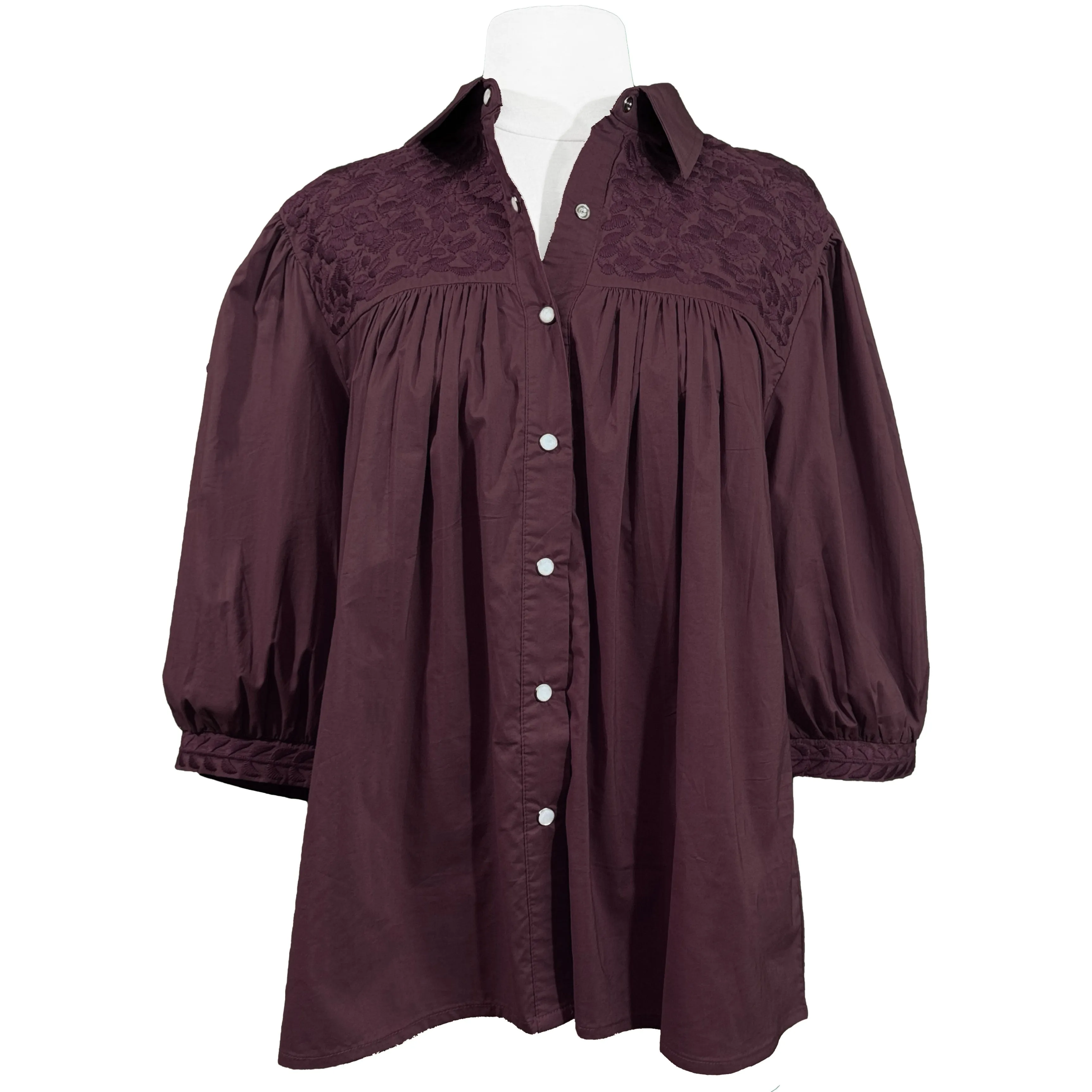 PRE-ORDER: Double Maroon Cowgirl Blouse (early August ship date)