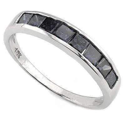 PRETTY 0.91 CT GENUINE SAPPHIRE 10K SOLID WHITE GOLD RING