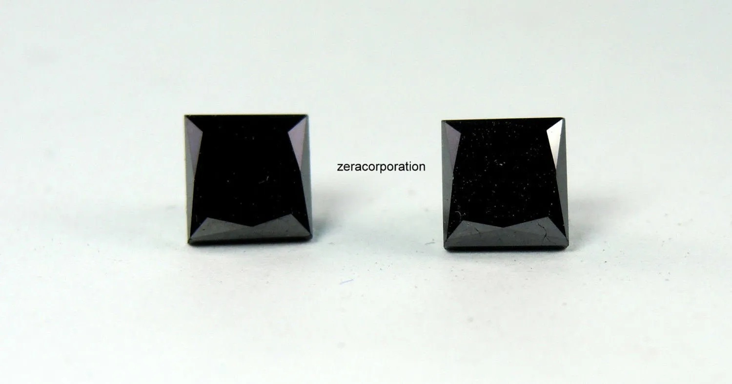 Princess Natural Loose Diamond  Black Color 2 Pcs 2.00 Ct Q33