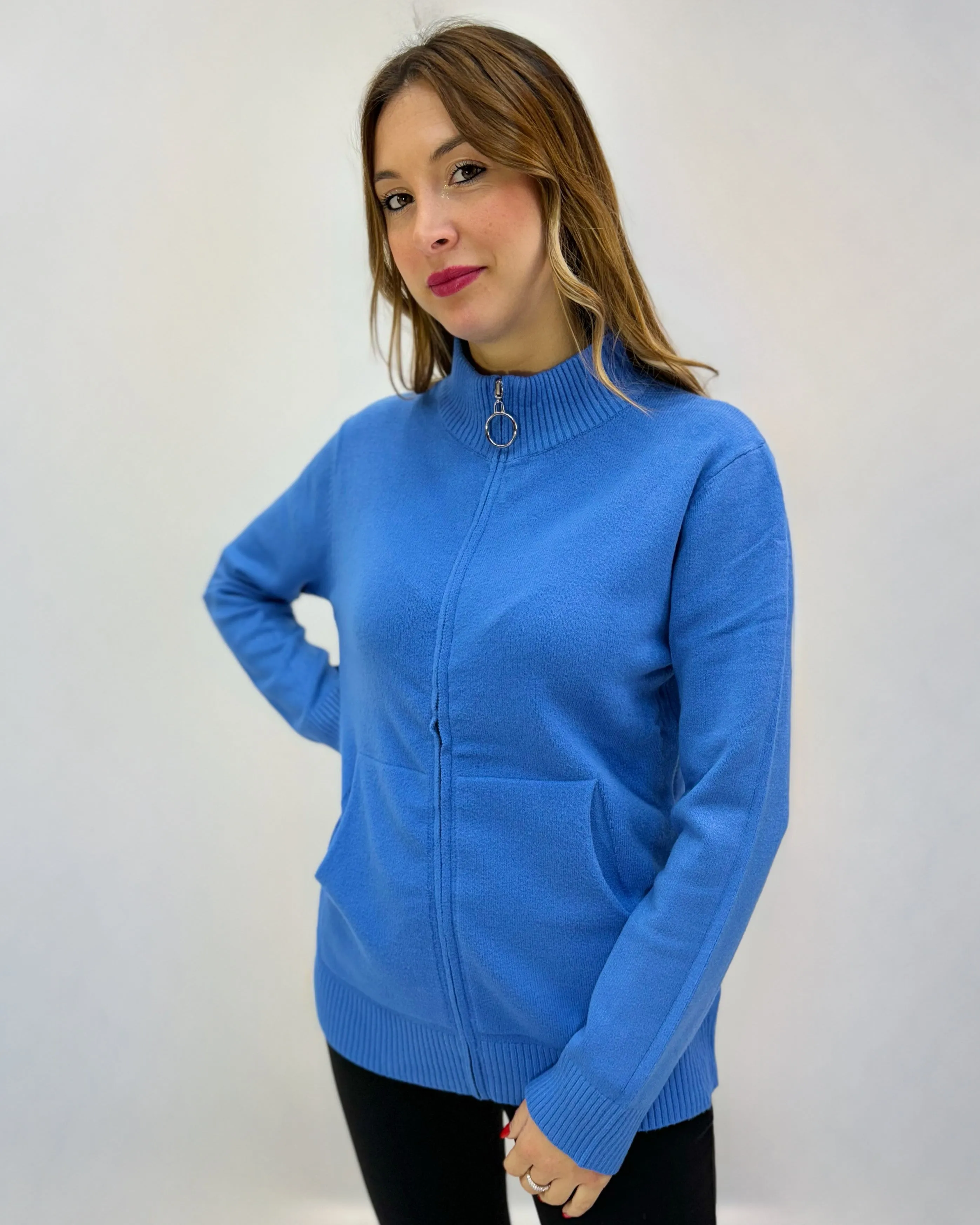 Pullover lupetto con zip