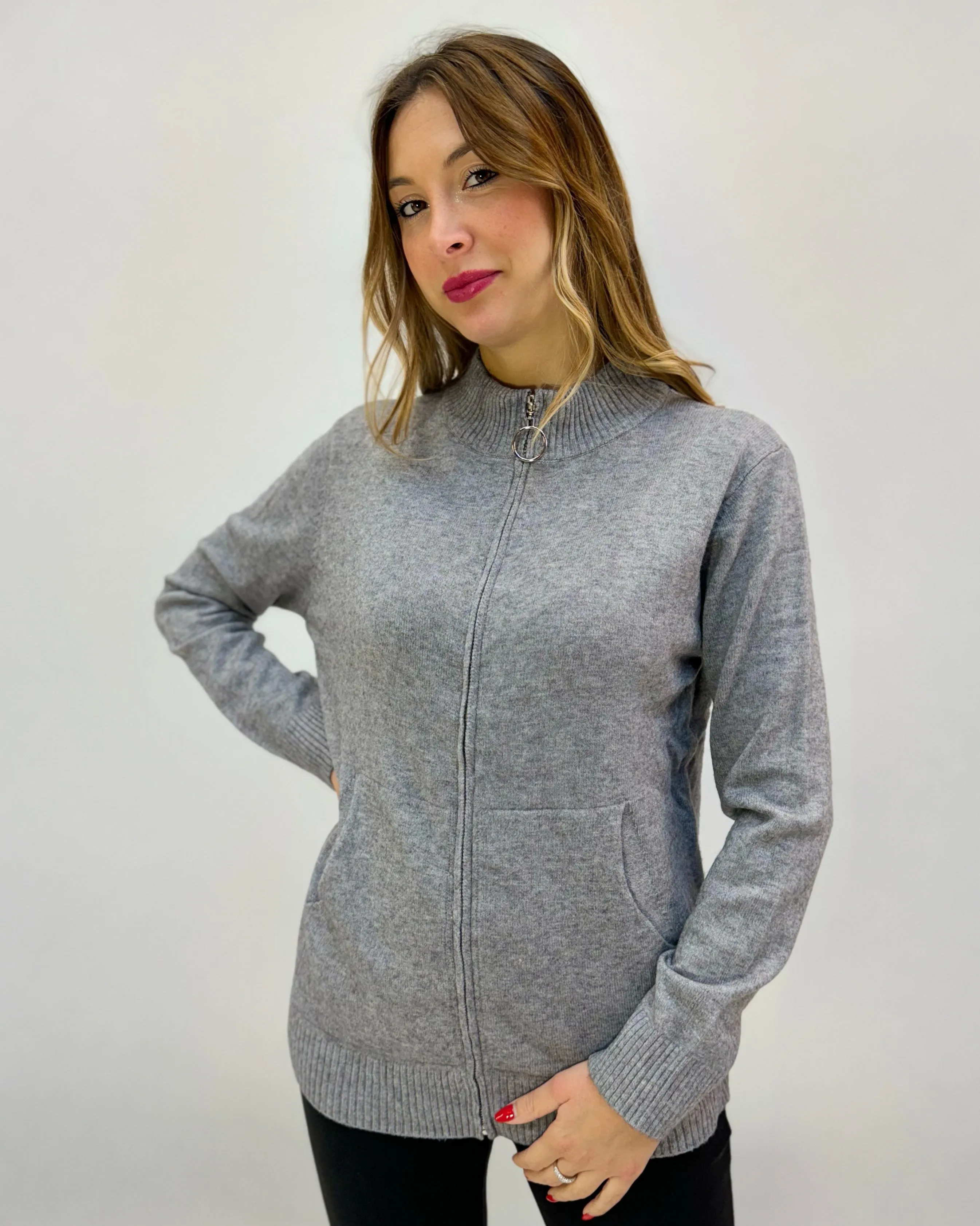 Pullover lupetto con zip