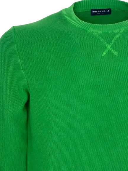 PULLOVER UOMO VERDE 100% COTONE