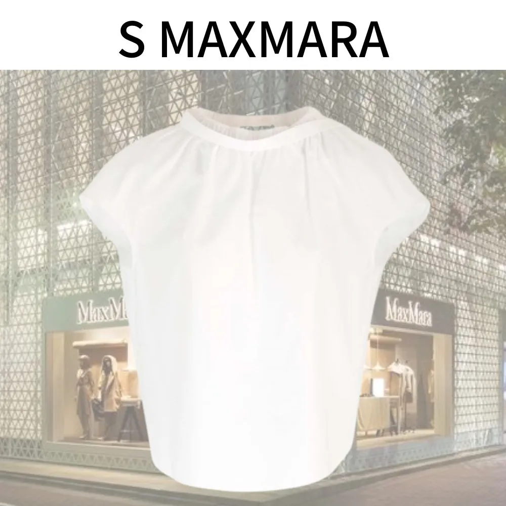 S Max Mara  |Casual Style Plain Cotton Short Sleeves Office Style