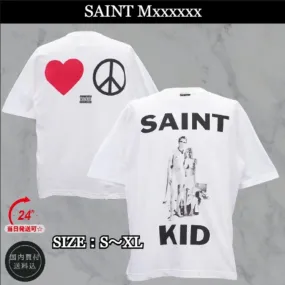 Saint Mxxxxxx  |Crew Neck Unisex Street Style Plain Cotton Short Sleeves