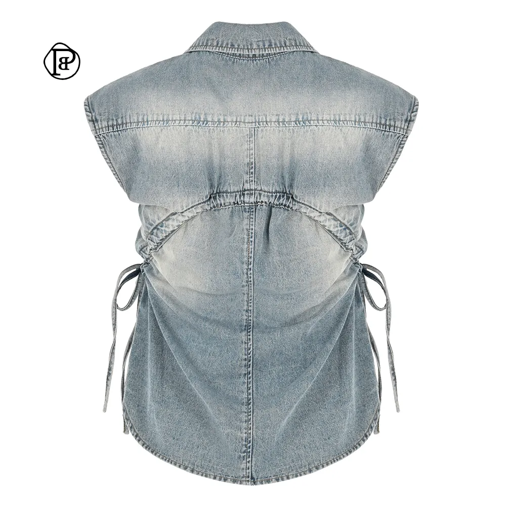 SALTY PEBBLE  |Casual Style Denim Sleeveless Street Style Cotton