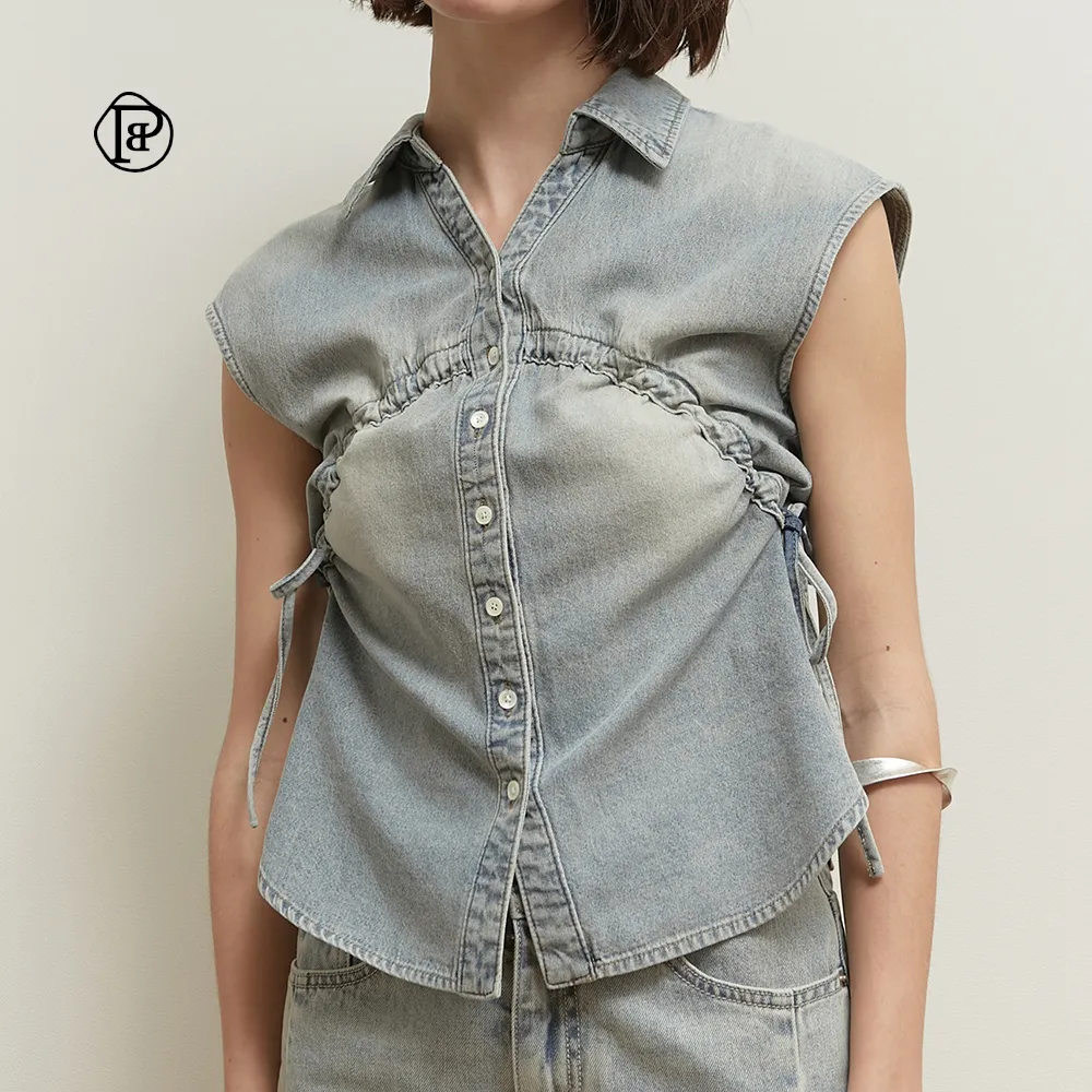 SALTY PEBBLE  |Casual Style Denim Sleeveless Street Style Cotton