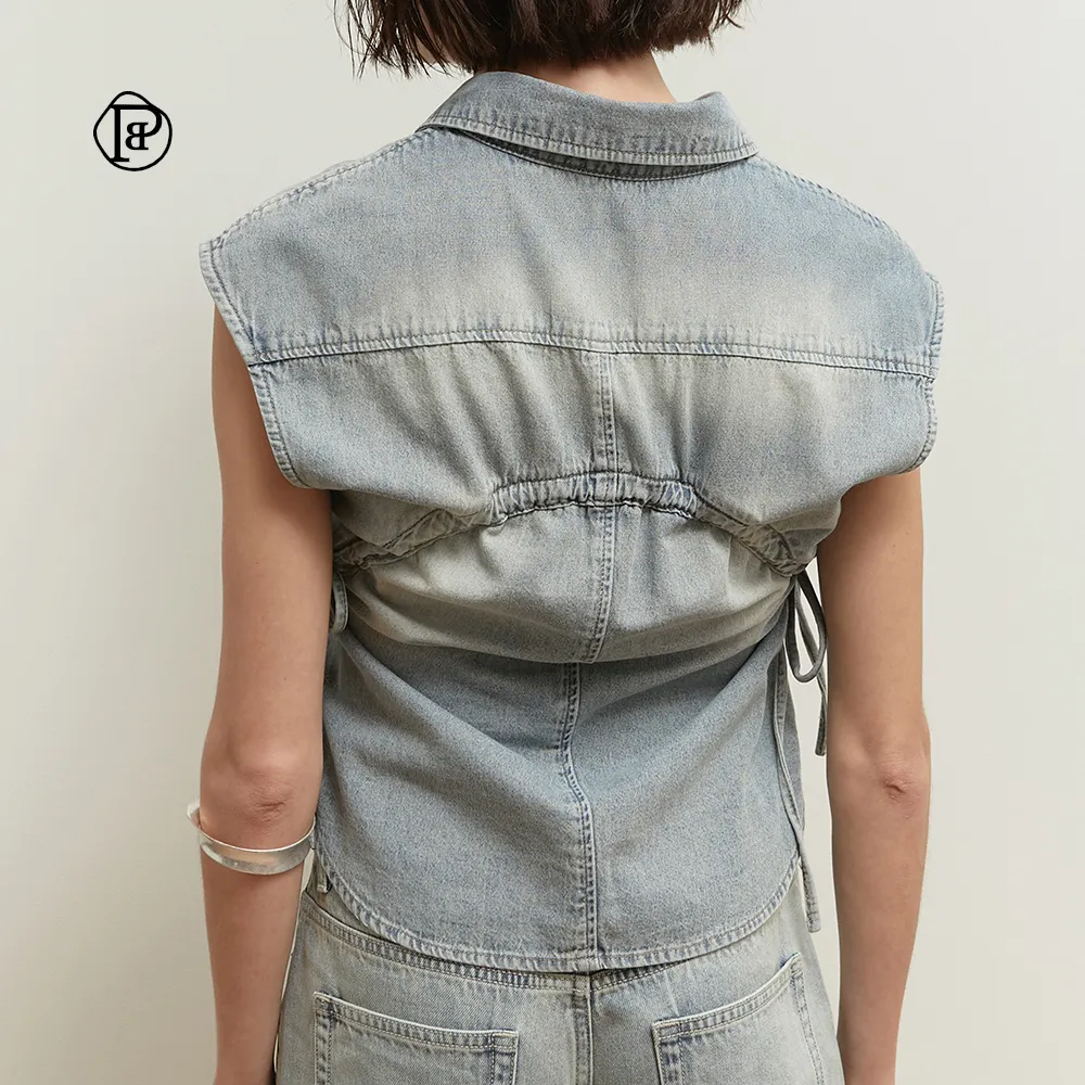 SALTY PEBBLE  |Casual Style Denim Sleeveless Street Style Cotton