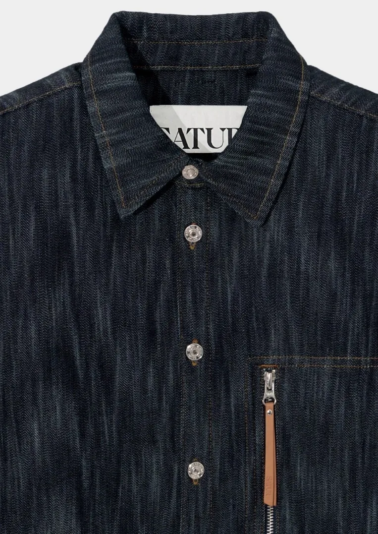 SATUR  |Unisex Denim Plain Logo Shirts