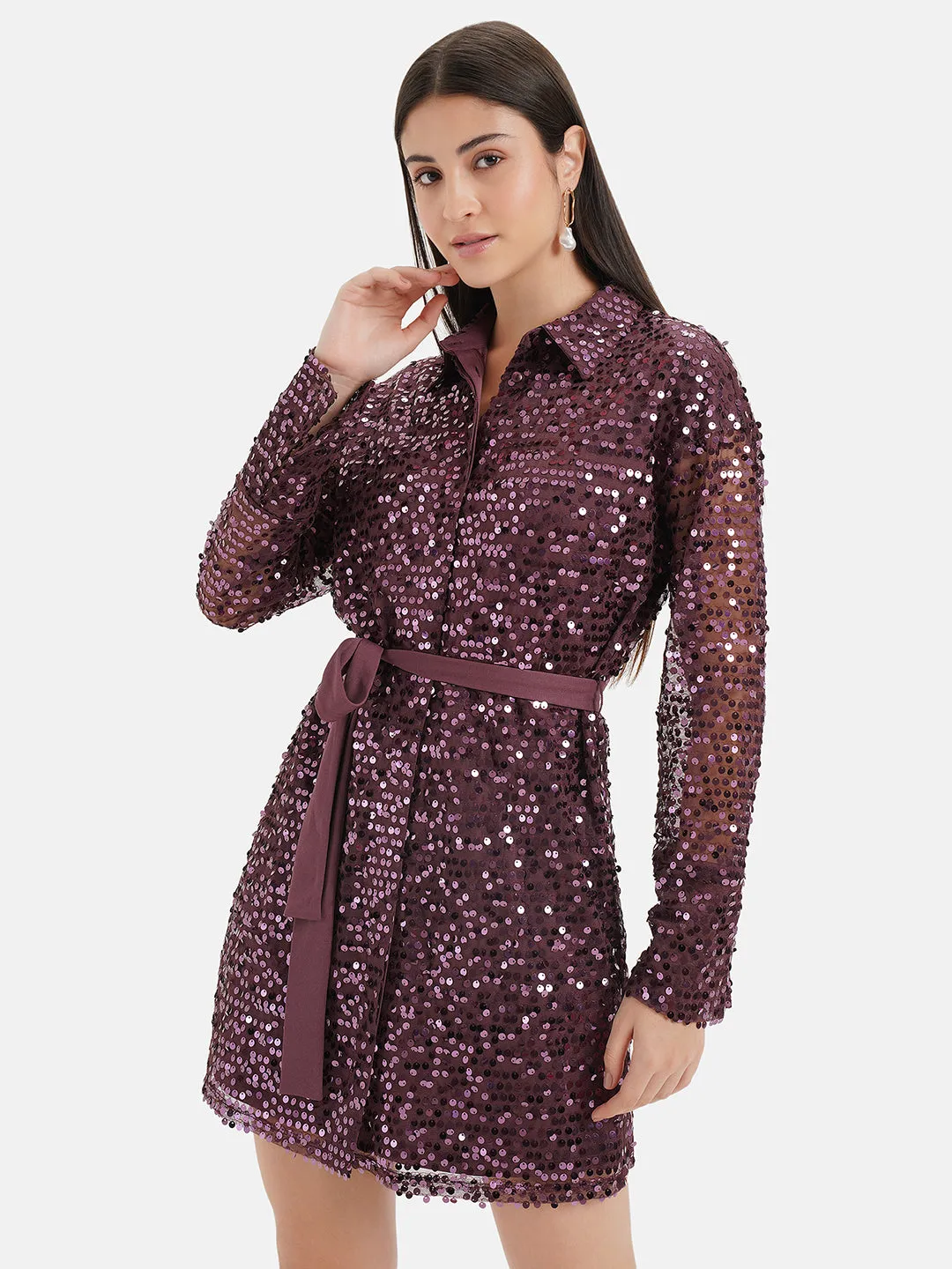 Sequin Shirt Dress