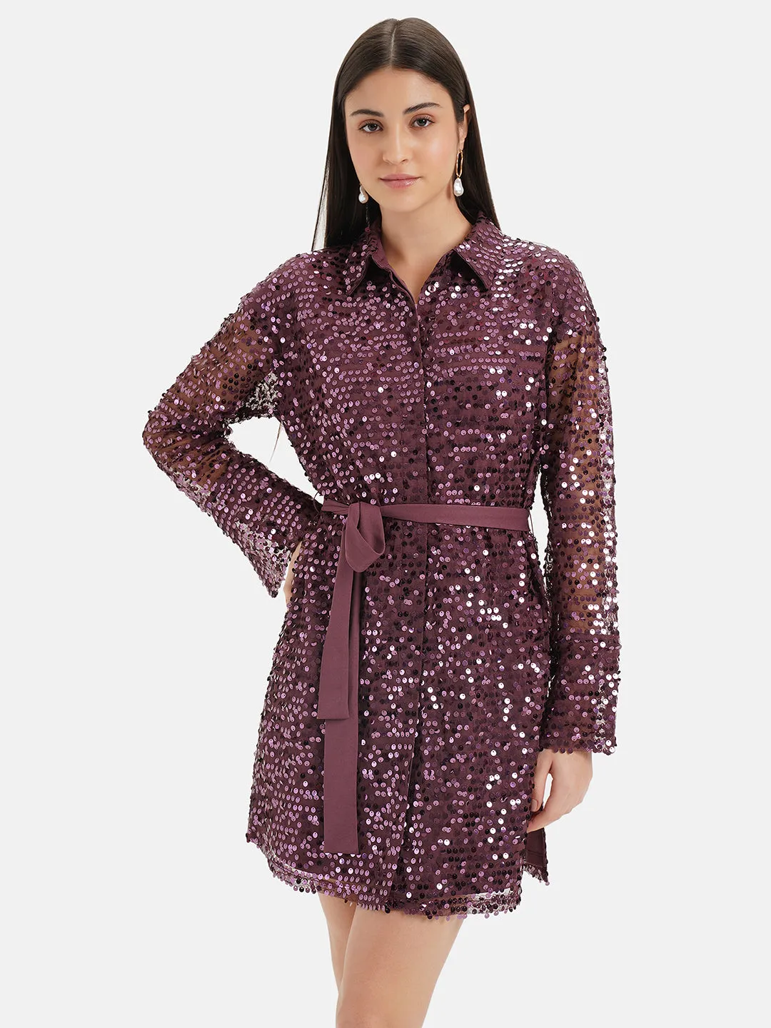 Sequin Shirt Dress