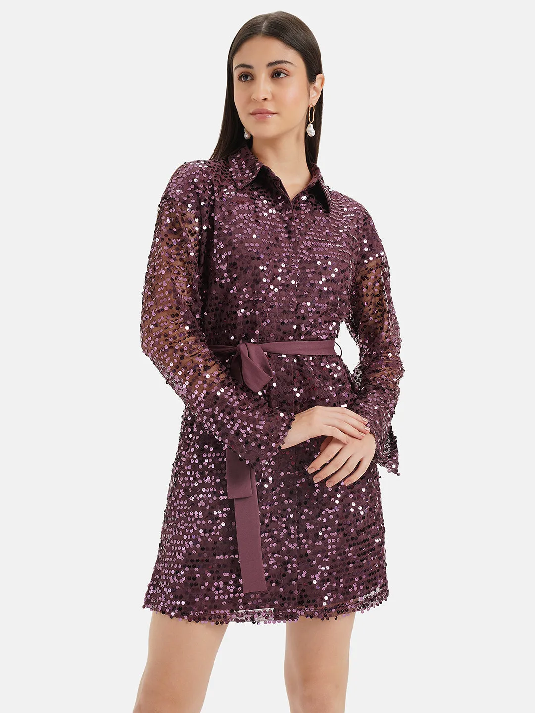 Sequin Shirt Dress