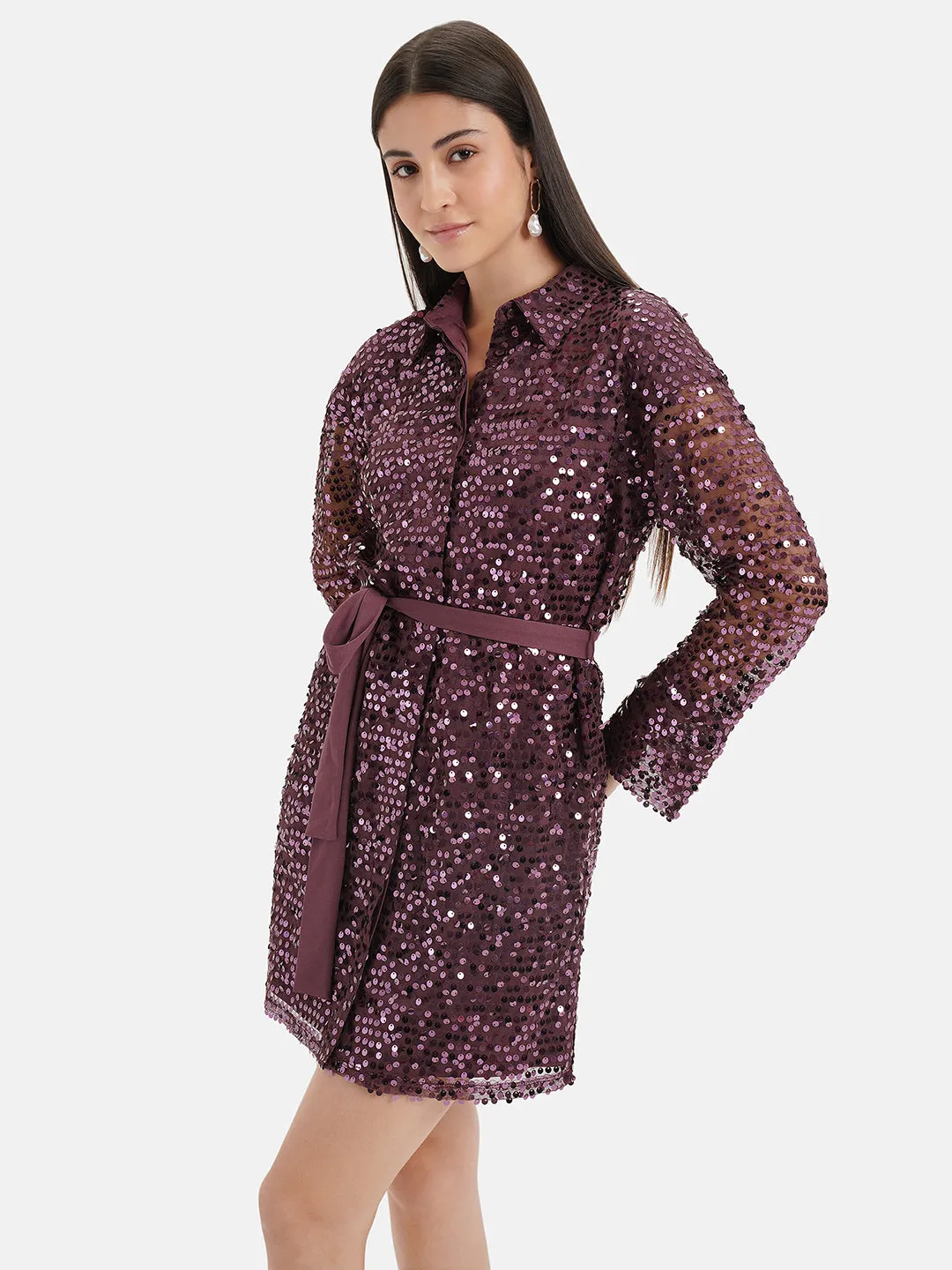 Sequin Shirt Dress