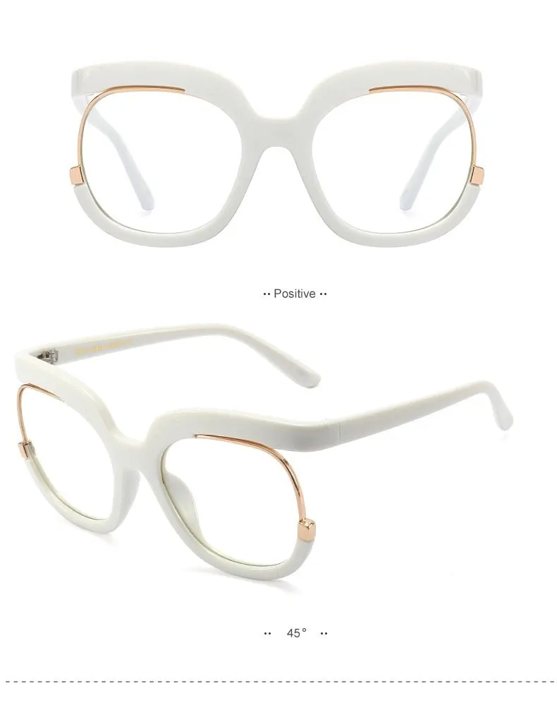 Sexy Oversized White Clear Lens Classic Optical Eyeglasses for Women