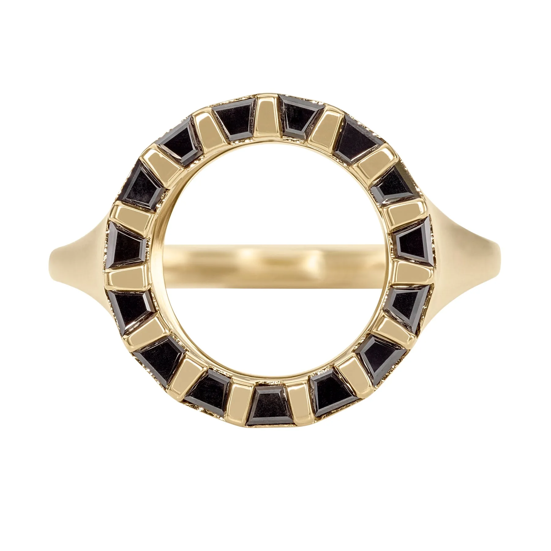 Sphinx Trapeze Black Diamond & Gold Bar Statement Ring